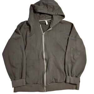 Nap Full Zip Oversized Hooded Sweatshirt Size Medium Cotton Tencel Gray Lounge